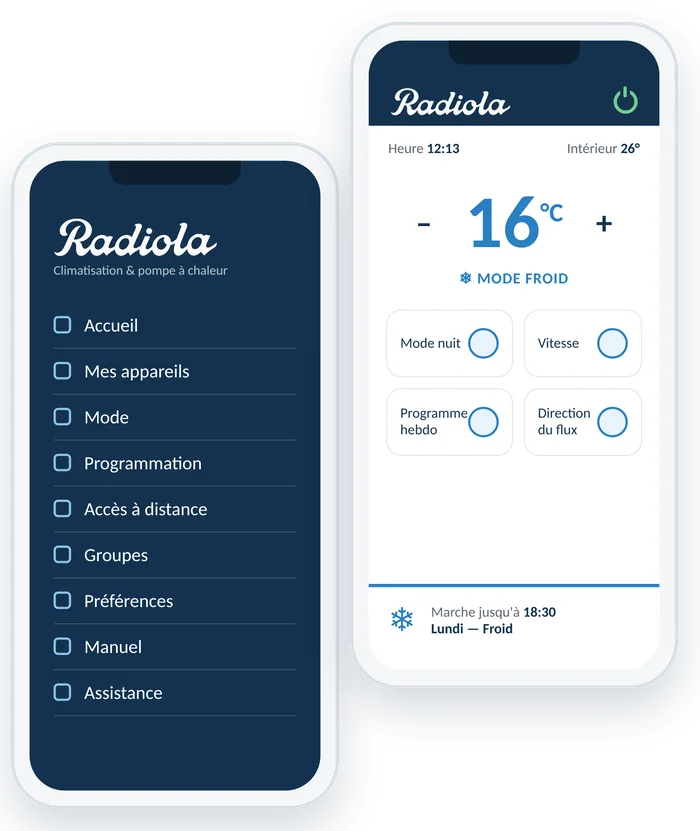 L'application Radiola sur smartphone : température, mode, programmation