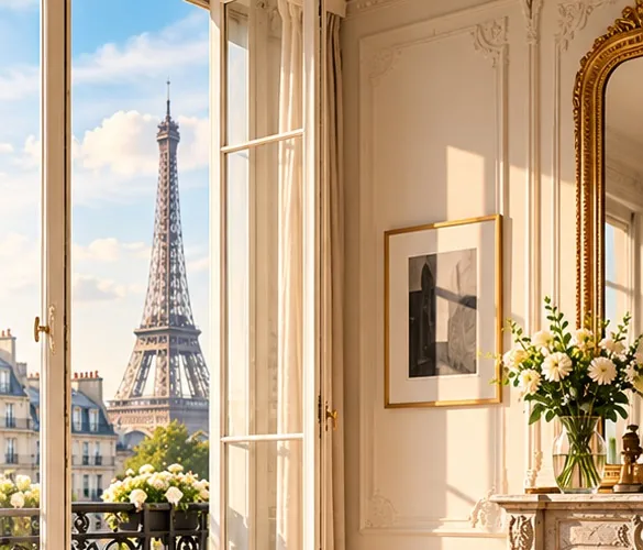 Appartement haussmannien avec vue sur la tour Eiffel