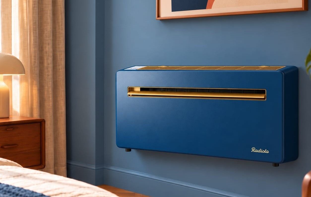 Silenceo sixties Bleu Cobalt posé au mur d’une chambre