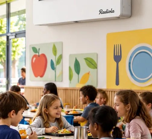 Enfants dans une cantine scolaire